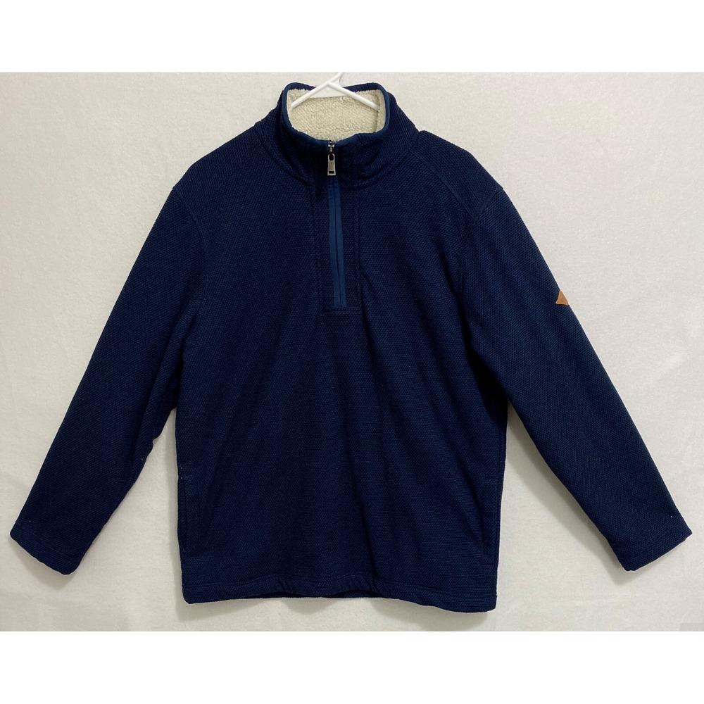 Orvis 1/4 Zip Sherpa Lined Pullover Sweater Pockets Blue Men's Size MEDIUM